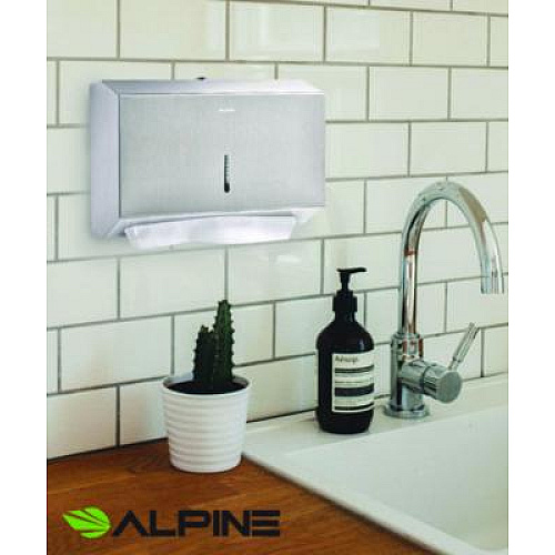 Alpine Industries Horizontal C-Fold/Multi-Fold Paper Towel Dispenser, 7.08 x 3.93 x 10.82, Brushed Nickel (ALP481S)