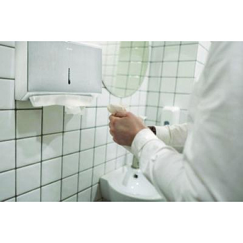Alpine Industries Horizontal C-Fold/Multi-Fold Paper Towel Dispenser, 7.08 x 3.93 x 10.82, Brushed Nickel (ALP481S)