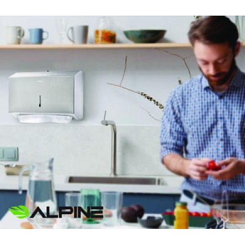 Alpine Industries Horizontal C-Fold/Multi-Fold Paper Towel Dispenser, 7.08 x 3.93 x 10.82, Brushed Nickel (ALP481S)