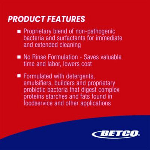 Betco BioActive Solutions No-Rinse FastDraw Floor Cleaner, Rain Fresh Scent, 2 L Bottle, 4/Carton (2584700)
