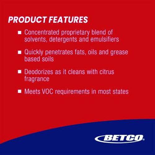 Betco Citrusolv 40 HD Degreaser, Citrus Scent, 1 gal Bottle, 4/Carton (2110400)