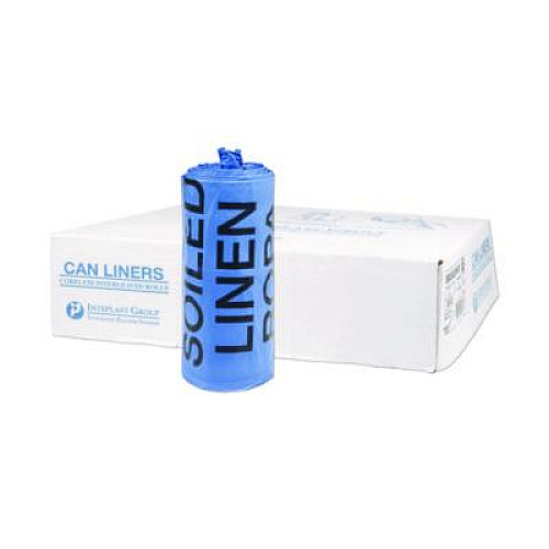 Inteplast Group Institutional Low-Density Can Liners, Soiled Linen, 30 gal, 1 mil, 30" x 43", Blue, 200/Carton (BR3043XHVB)