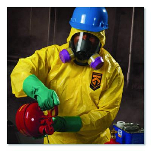 KleenGuard A70 Chemical Spray Protection Coveralls, Elastic Wrists, Ankles, Hood and Boots, Medium, Yellow, 12/Carton (00682)