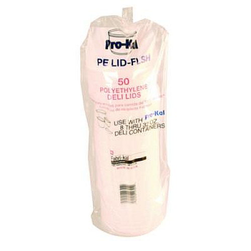 Fabri-Kal Pro Kal Polyethylene Flush Fill Round Deli Lids, 4.6" Diameter, Clear, Plastic, 500/Carton (PELID)