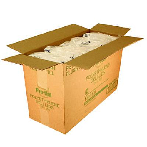Fabri-Kal Pro Kal Polyethylene Flush Fill Round Deli Lids, 4.6" Diameter, Clear, Plastic, 500/Carton (PELID)