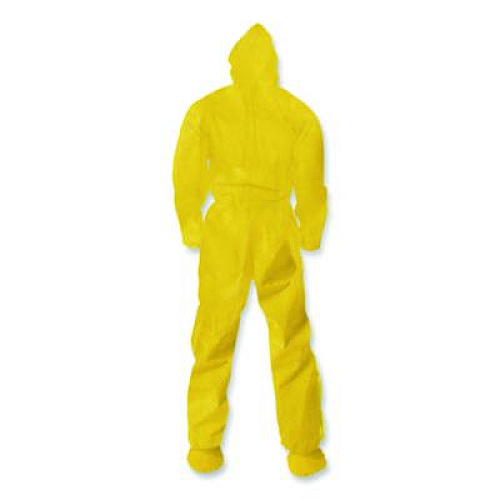 KleenGuard A70 Chemical Spray Protection Coveralls, Elastic Wrists, Ankles, Hood and Boots, 2X-Large, Yellow, 12/Carton (00685)