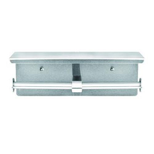 Alpine Industries Double Post Toilet Paper Holder with Shelf Storage Rack, 3.87 x 10.5 x 3.95, Brushed Stainless Steel (ALP487B)