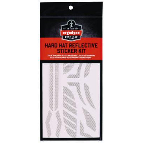 ergodyne Skullerz 8961 Reflective Hard Hat and Safety Helmet Sticker Kit, 18 Assorted Stickers, White (61100)