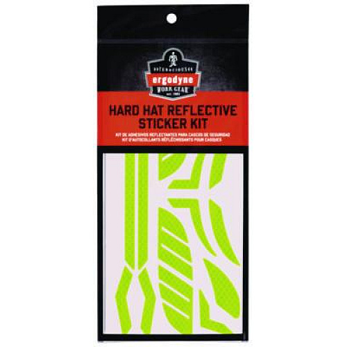 ergodyne Skullerz 8961 Reflective Hard Hat and Safety Helmet Sticker Kit, 18 Assorted Stickers, Yellow (61102)