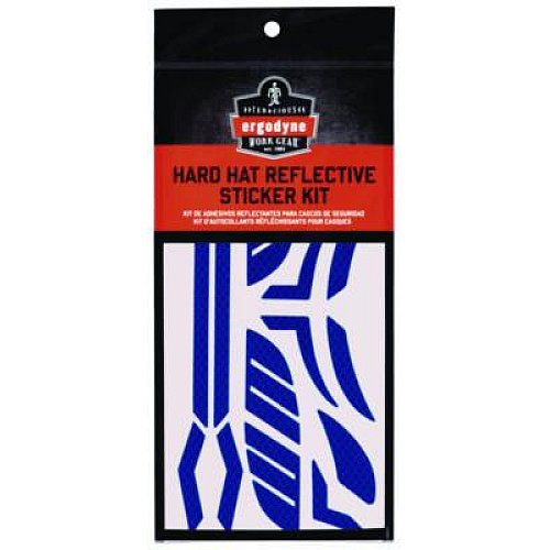 ergodyne Skullerz 8961 Reflective Hard Hat and Safety Helmet Sticker Kit, 18 Assorted Stickers, Blue (61103)
