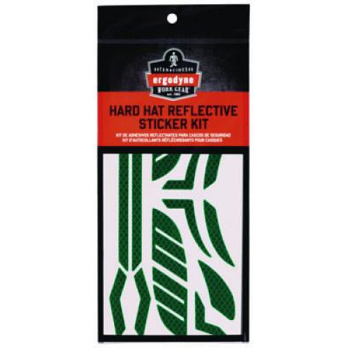 ergodyne Skullerz 8961 Reflective Hard Hat and Safety Helmet Sticker Kit, 18 Assorted Stickers, Green (61104)