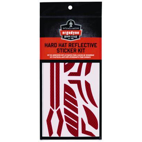 ergodyne Skullerz 8961 Reflective Hard Hat and Safety Helmet Sticker Kit, 18 Assorted Stickers, Red (61105)
