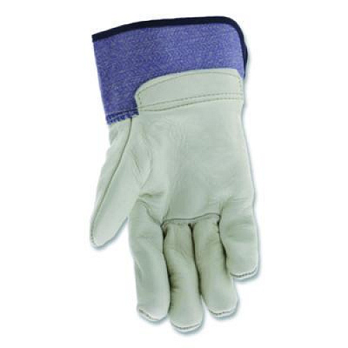 MCR Safety Mustang Leather Palm Gloves, Gunn Cut, Wing Thumb, X-Large, Blue/Cream, 12 Pairs (1935XL)