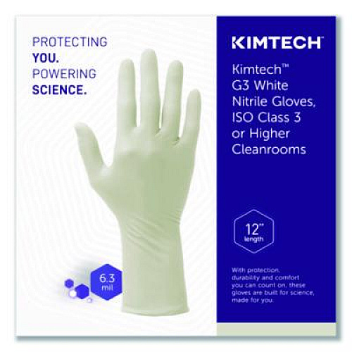 Kimtech G3 White Nitrile Gloves, AQL 1.5, ESD Safe, X-Large, 6.3 mil Thick, 12" Long, White, 1,000/Carton (56886)