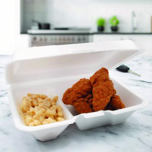 Dart Foam Hinged Lid Containers, 6.4 x 9.33 x 2.9, White, 100/Bags, 2 Bags/Carton (205HT2)