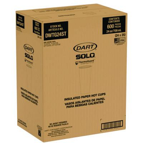 SOLO Thermoguard Insulated Paper Hot Cups, 24 oz, White Sustainable Forest Design, 600/Carton (DWTG24W)