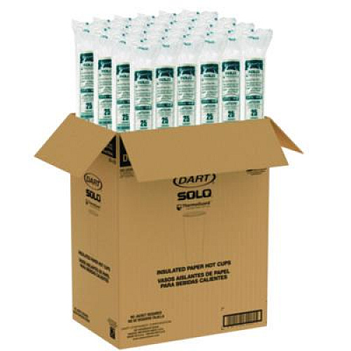 SOLO Thermoguard Insulated Paper Hot Cups, 24 oz, White Sustainable Forest Design, 600/Carton (DWTG24W)
