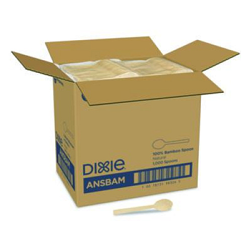 Dixie Bamboo Cutlery, Mediumweight Spoon, Paper, Light Golden, 100/Pack, 10 Packs/Carton (ANSBAM)
