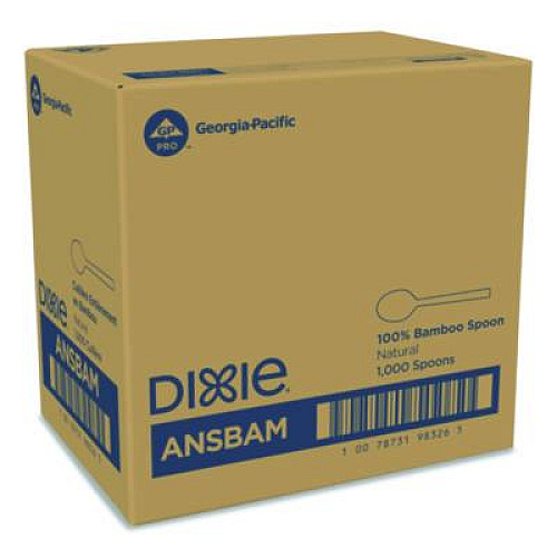 Dixie Bamboo Cutlery, Mediumweight Spoon, Paper, Light Golden, 100/Pack, 10 Packs/Carton (ANSBAM)