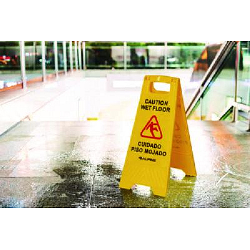 Alpine Industries Bilingual Caution Wet Floor Sign, 11.8 x 0.7 x 24.6, Yellow, 3/Carton (ALP4993)