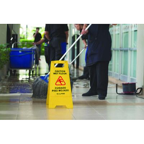 Alpine Industries Bilingual Caution Wet Floor Sign, 11.8 x 0.7 x 24.6, Yellow, 3/Carton (ALP4993)