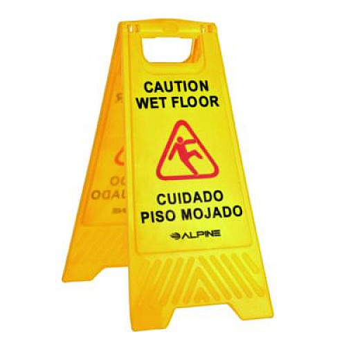 Alpine Industries Bilingual Caution Wet Floor Sign, 11.8 x 0.7 x 24.6, Yellow, 3/Carton (ALP4993)