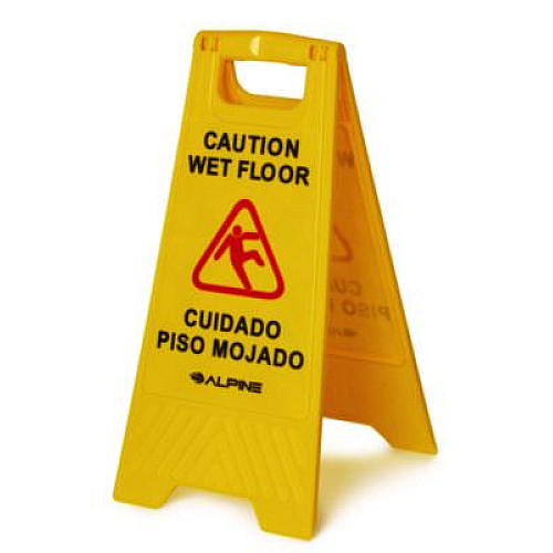 Alpine Industries Bilingual Caution Wet Floor Sign, 11.8 x 0.7 x 24.6, Yellow, 3/Carton (ALP4993)