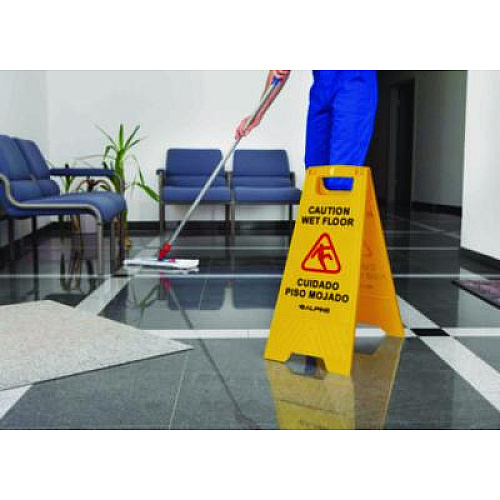 Alpine Industries Bilingual Caution Wet Floor Sign, 11.8 x 0.7 x 24.6, Yellow, 3/Carton (ALP4993)