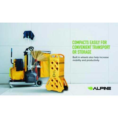 Alpine Industries Expandable Portable Fence Barrier Safety Barricade, Plastic, 1.97 x 153.54 x 39.76, Yellow (ALP499BAR)