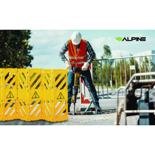 Alpine Industries Expandable Portable Fence Barrier Safety Barricade, Plastic, 1.97 x 153.54 x 39.76, Yellow (ALP499BAR)