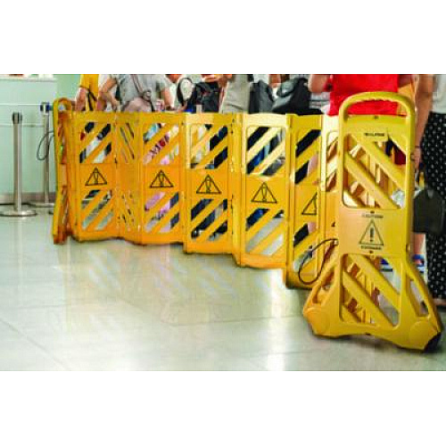 Alpine Industries Expandable Portable Fence Barrier Safety Barricade, Plastic, 1.97 x 153.54 x 39.76, Yellow (ALP499BAR)