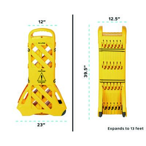 Alpine Industries Expandable Portable Fence Barrier Safety Barricade, Plastic, 1.97 x 153.54 x 39.76, Yellow (ALP499BAR)