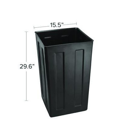 Alpine Industries 40 Gallon Rigid Plastic Waterproof Square Trash Can Insert Liner for Indoor/Outdoor Trash Can, Plastic, Black (ALPA01)