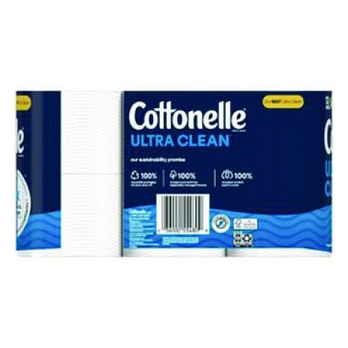 Cottonelle Ultra CleanCare Toilet Paper, Strong Bath Tissue, Septic Safe, 1-Ply, White, 284 Sheets/Roll, 12 Rolls/Pack, 4 Packs/Carton (55480)