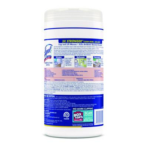 LYSOL Brand Disinfecting Wipes, 1 Ply, 7 x 7.25, Lemon and Lime Blossom, White, 80 Wipes/Canister, 6 Canisters/Carton (77182CT)