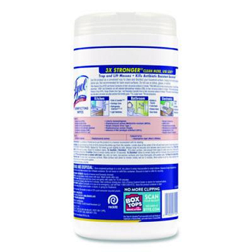 LYSOL Brand Disinfecting Wipes, 1-Ply, 7 x 7.25, Lemon and Lime Blossom, White, 80 Wipes/Canister (77182EA)