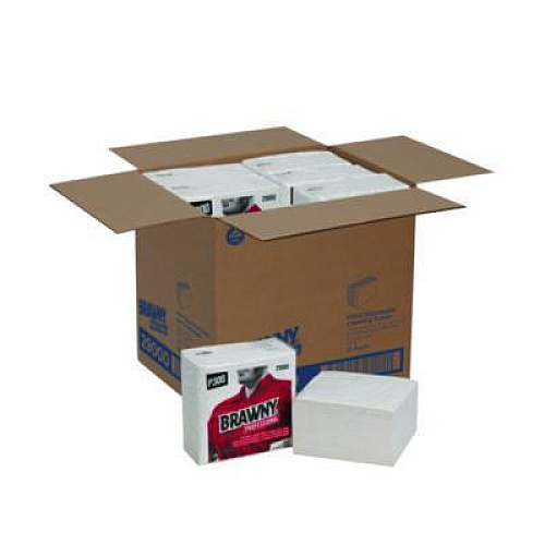Brawny Professional All Purpose Wipers, 3-Ply, 13 x 13, White, 80 Wipers/Pack, 12 Packs/Carton (290)
