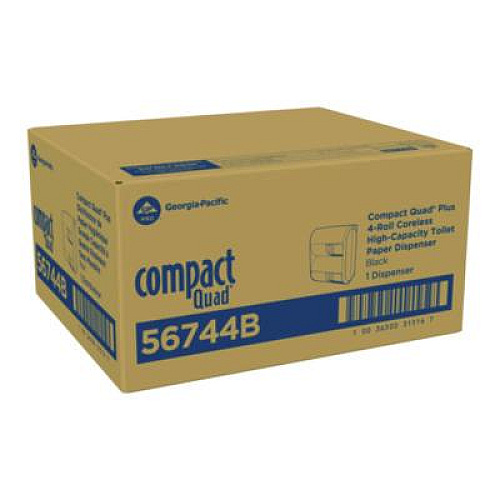 Georgia Pacific Professional Compact Quad Vertical Four Roll Coreless Tissue Dispenser, 12.31 x 14.81 x 7.86, Black (56744B)