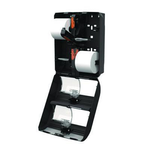Georgia Pacific Professional Compact Quad Vertical Four Roll Coreless Tissue Dispenser, 12.31 x 14.81 x 7.86, Black (56744B)