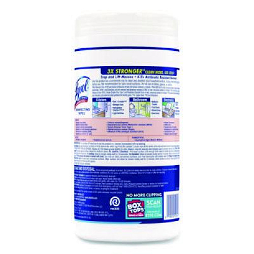 LYSOL Brand Disinfecting Wipes, 1-Ply, 7 x 7.25, Crisp Linen, White, 80 Wipes/Canister (89346)