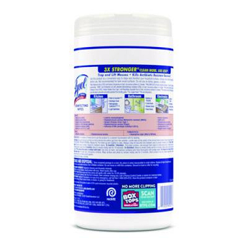 LYSOL Brand Disinfecting Wipes, 1-Ply, 7 x 7.25, Early Morning Breeze, White, 80 Wipes/Canister, 6 Canisters/Carton (89347CT)
