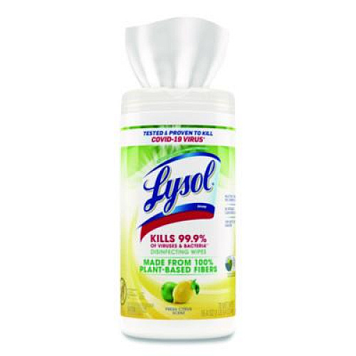 LYSOL Brand Disinfecting Wipes II Fresh Citrus, 1-Ply, 7 x 7.25, White, 70 Wipes/Canister, 6 Canisters/Carton (49128CT)