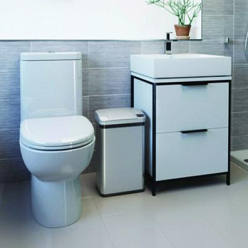 HLS Commercial Rectangular Sensor Trash Can, 4 gal, Plastic/Stainless Steel, Silver (HLS04SS)