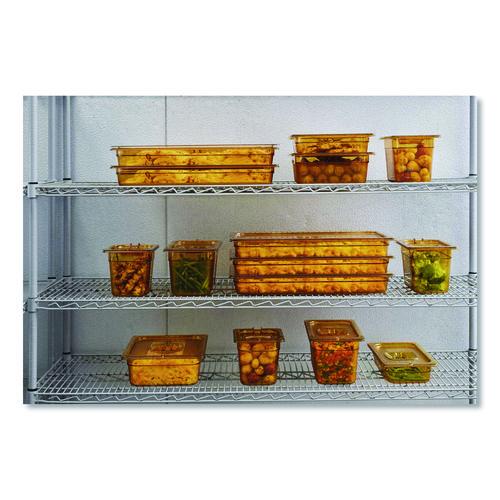 Insert Pan Handled Notched Cover, 6.38 x 0.39 x 10.38, Amber, Plastic, 6/Carton (214P86AMB)