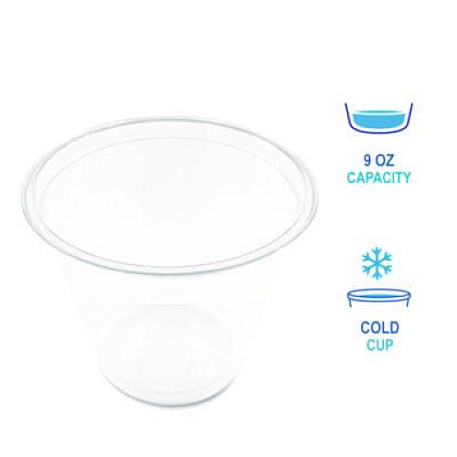 Boardwalk Clear Plastic PET Cups, Squat, 9 oz, 1,000/Carton (PET9S)