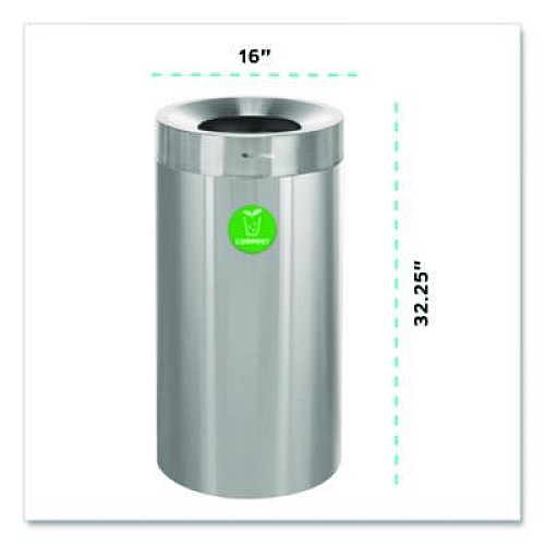 Alpine Industries 27 Gallon Stainless Steel Compost Can, Brushed Stainless Steel (ALP47527CO)