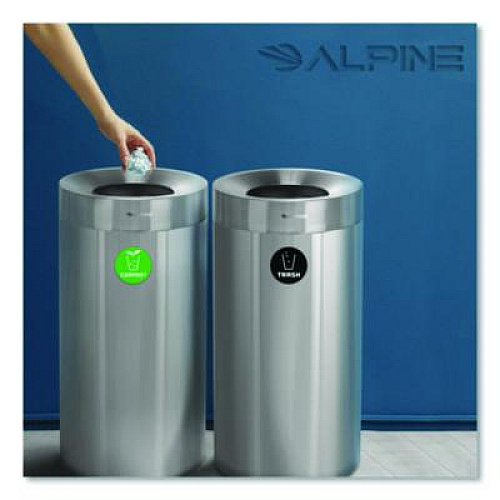 Alpine Industries 27 Gallon Stainless Steel Compost Bin and Trash Can, Brushed Stainless Steel (ALP47527COT)