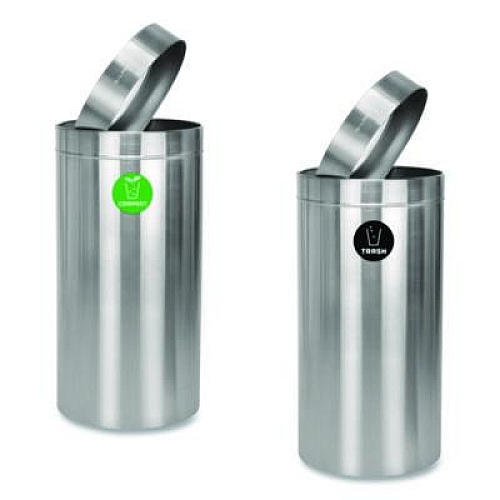 Alpine Industries 27 Gallon Stainless Steel Compost Bin and Trash Can, Brushed Stainless Steel (ALP47527COT)