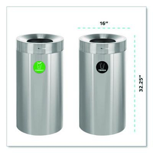 Alpine Industries 27 Gallon Stainless Steel Compost Bin and Trash Can, Brushed Stainless Steel (ALP47527COT)
