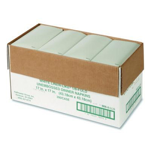 Hoffmaster Dinner Napkins, 17 x 17, White, 1/8 Fold, 300/Carton (120072)